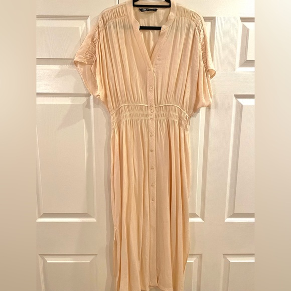 ZARA RUSTIC DRESS WITH PLEATED EFFECT. NWOT - Picture 7 of 7